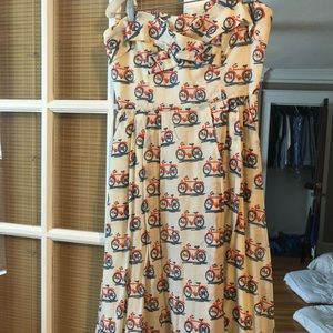 Strapless bicycle print dress